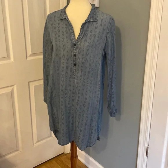 bella dahl denim dress Bella Dahl Long Sleeve A-line Dress in Dark Ombre Wash Small